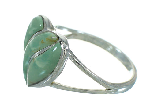 Genuine Sterling Silver And Turquoise Heart Southwest Ring Size 5-1/4 YX69571